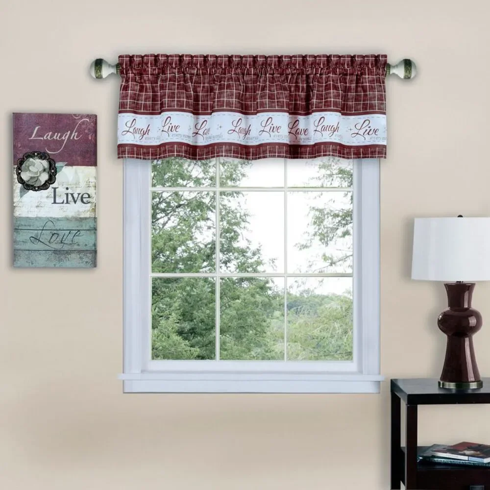 Achim Home Furnishing Live Love Laugh Window Kitchen Curtains 3-Piece Tier &